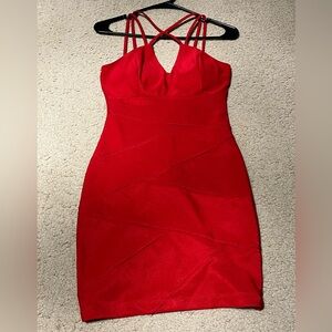 Emerald Sunday Red Strappy Bodycon Dress | Small